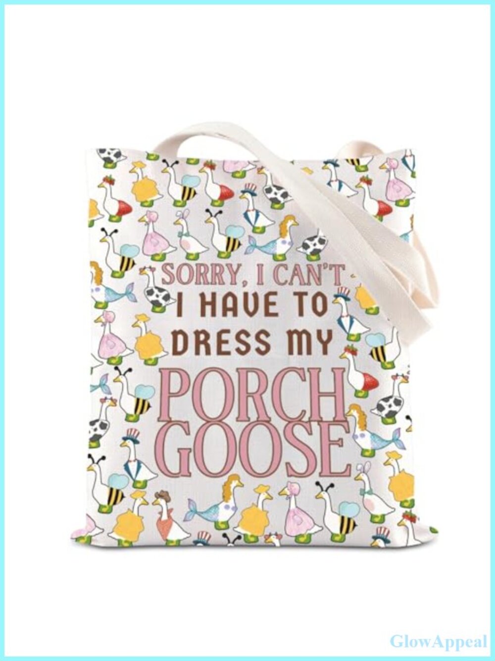 Cotton Canvas Tote Bag Cartoon Goose Meme Gift Reusable Shoulder Bag